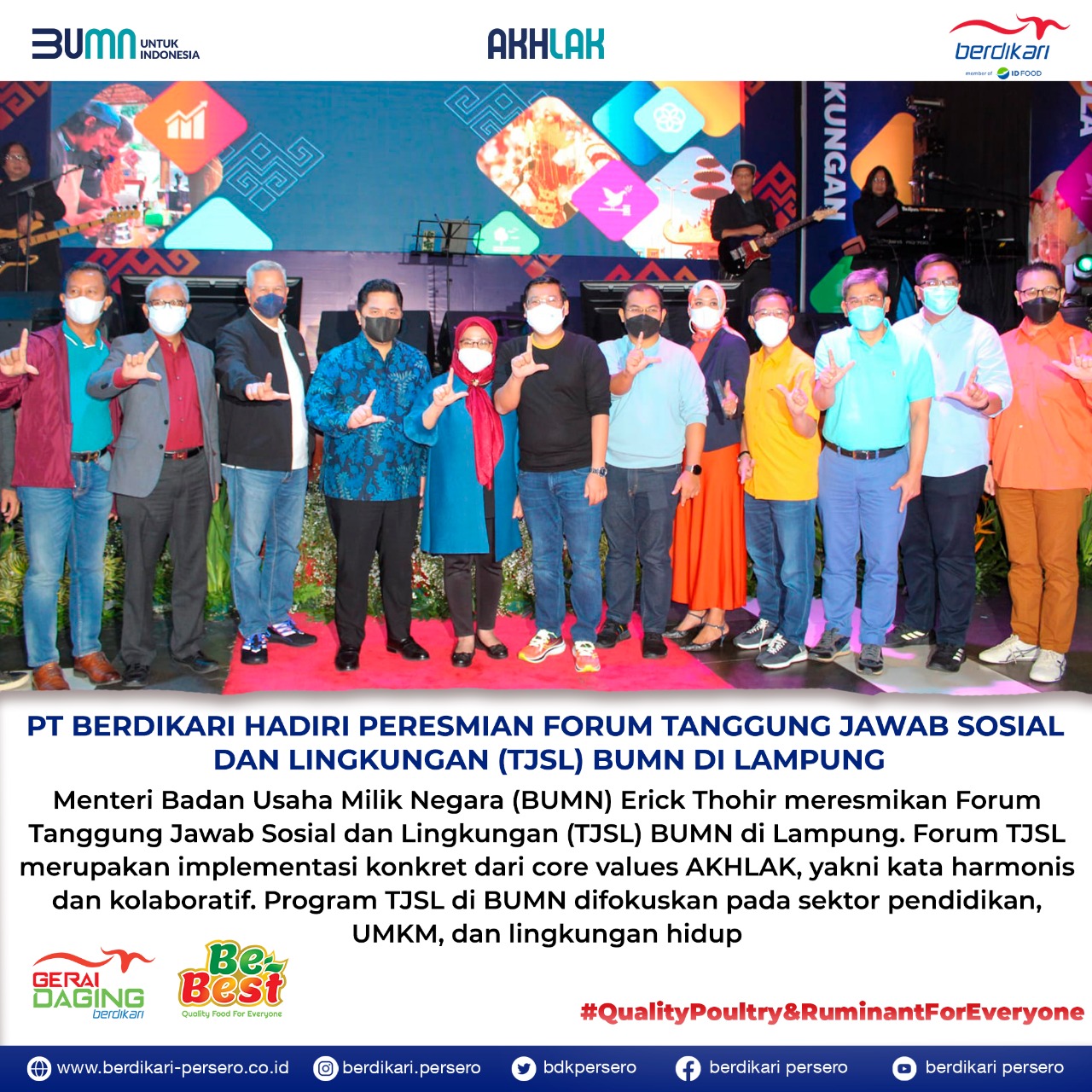 Read more about the article Menteri BUMN Erick Thohir Meresmikan Forum Tanggung Jawab Sosial dan Lingkungan (TJSL) BUMN di Lampung